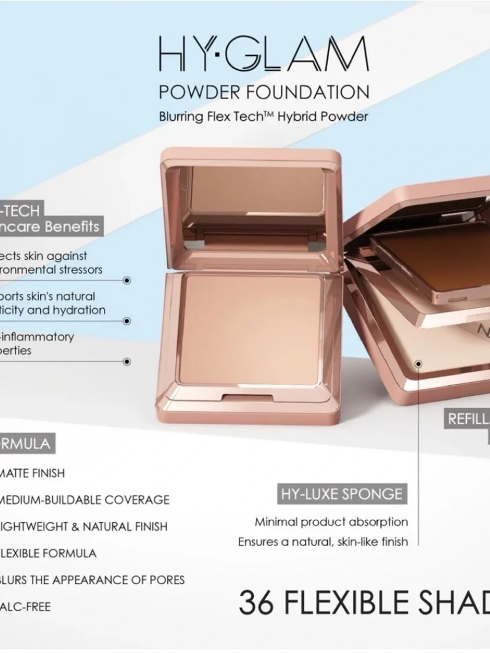 🔥NEW NATASHA DENONA HY-GLAM POWDER FOUNDATION's HY-TECH N3 - Picture 2 of 9